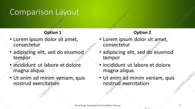Comparison presentation slide layout