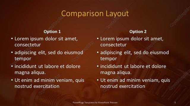 Comparison presentation slide layout
