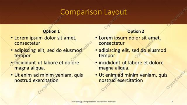 Comparison presentation slide layout