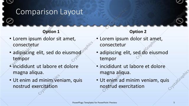 Comparison presentation slide layout