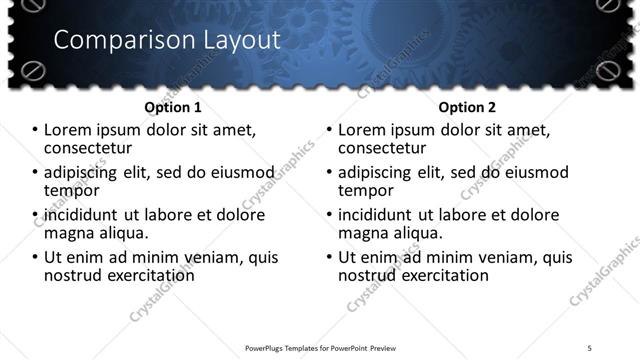 Comparison presentation slide layout