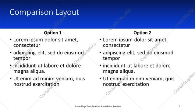Comparison presentation slide layout