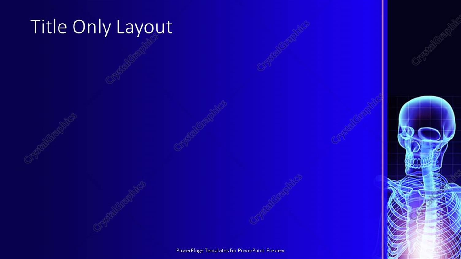 PowerPoint Template three blue shinning 3D human skeletons over a blue