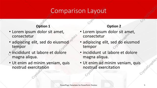 Comparison presentation slide layout