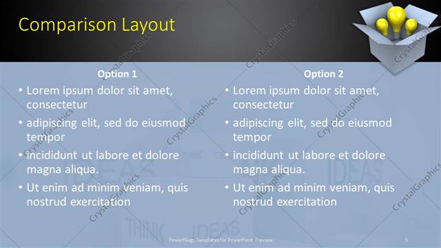 Comparison presentation slide layout