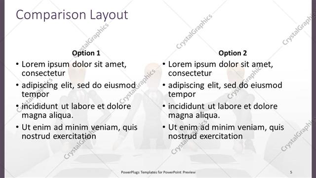 Comparison presentation slide layout