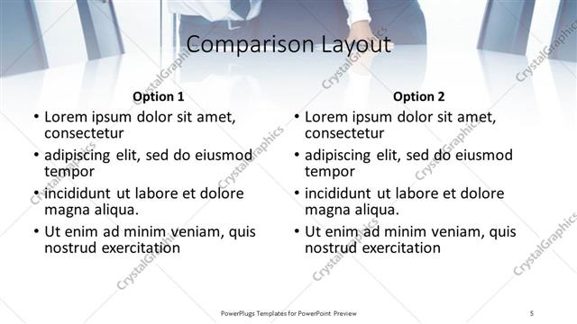 Comparison presentation slide layout