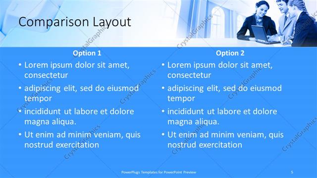 Comparison presentation slide layout