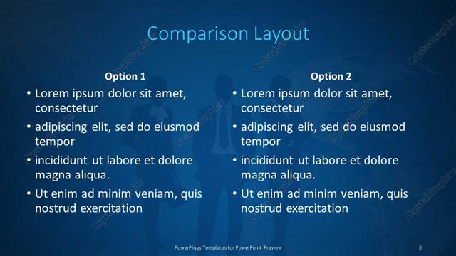 Comparison presentation slide layout