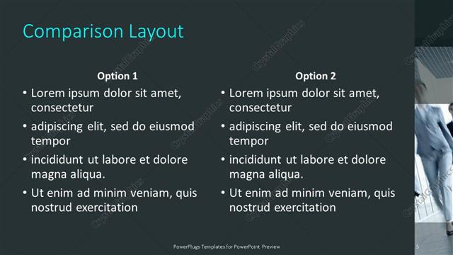 Comparison presentation slide layout