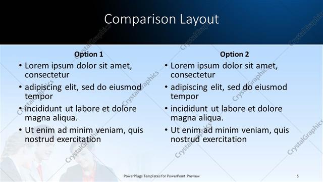 Comparison presentation slide layout