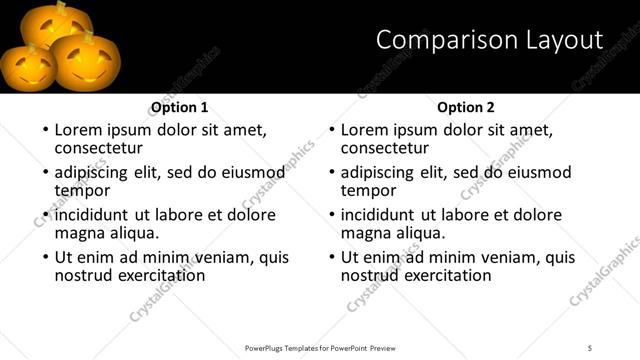 Comparison presentation slide layout