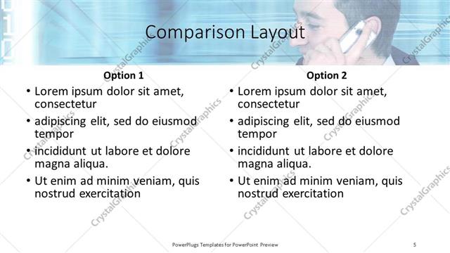 Comparison presentation slide layout