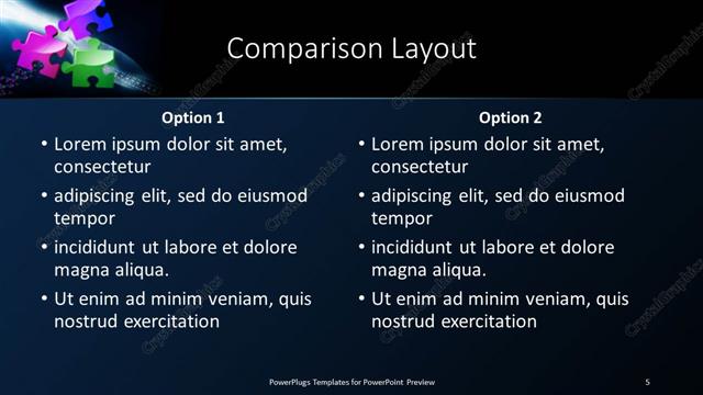 Comparison presentation slide layout