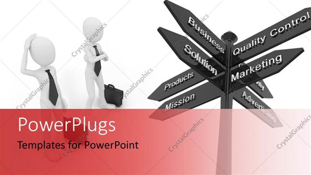  Presentation with business people - A number of signs with two people