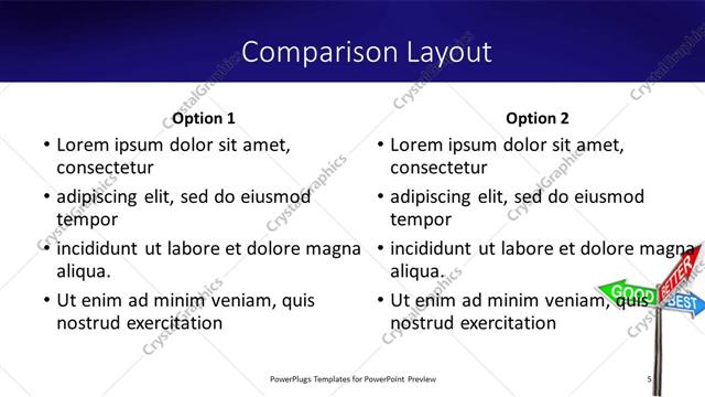 Comparison presentation slide layout