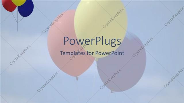  Presentation with balloons - Three colorful balloons in the air with bluish background