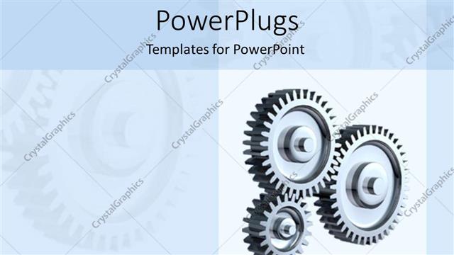  Presentation with gears - Three connected gears on grey background