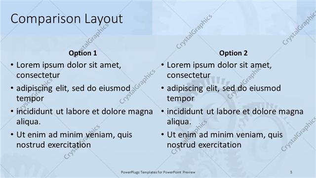 Comparison presentation slide layout