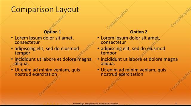 Comparison presentation slide layout