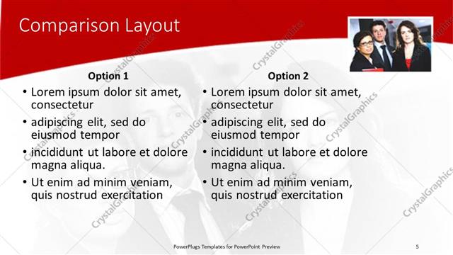Comparison presentation slide layout
