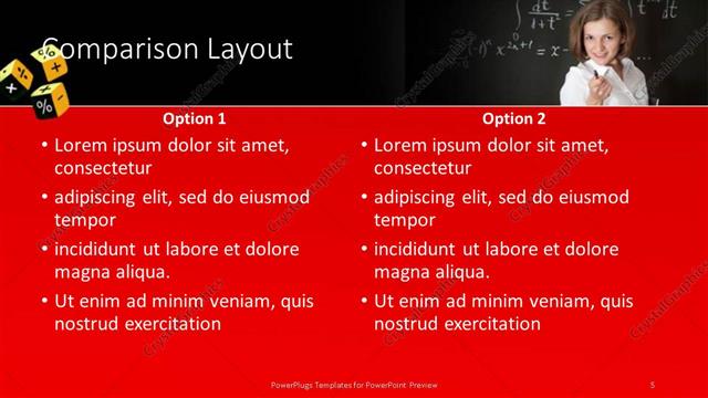 Comparison presentation slide layout