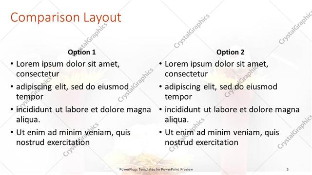 Comparison presentation slide layout