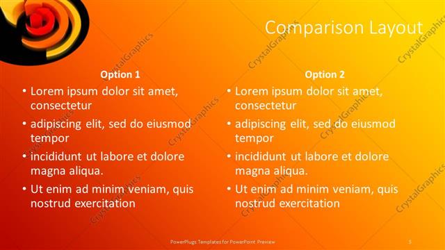 Comparison presentation slide layout