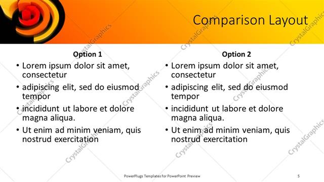 Comparison presentation slide layout
