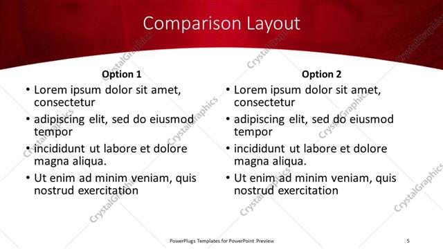 Comparison presentation slide layout