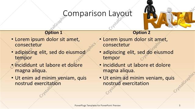 Comparison presentation slide layout