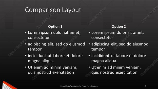 Comparison presentation slide layout
