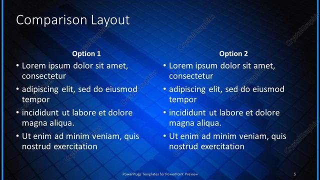 Comparison presentation slide layout