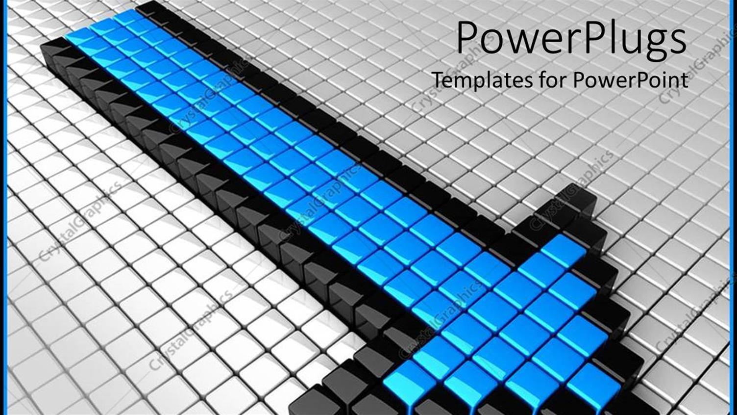 Featuring Three Dimensional Black and Blue Boxes Forming Arrow on White Tiled Floor