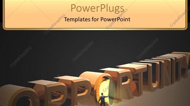 Presentation with man door - Three dimensional block of opportunity with man opening door