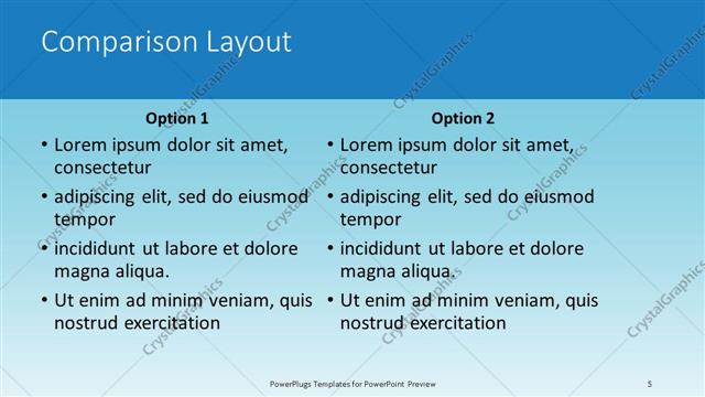 Comparison presentation slide layout
