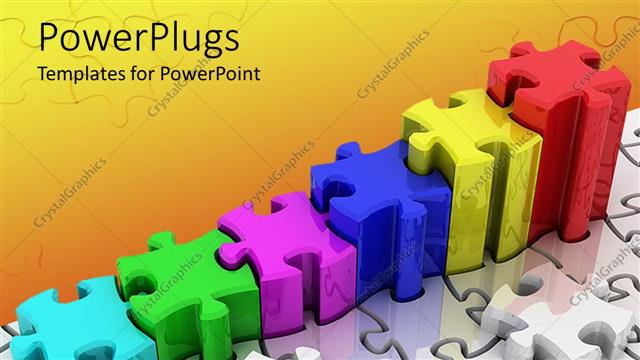  Presentation with jigsaw - Three dimensional chart made from colored jigsaw puzzle pieces