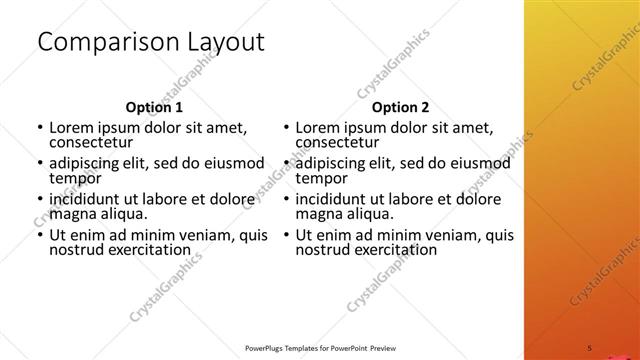 Comparison presentation slide layout
