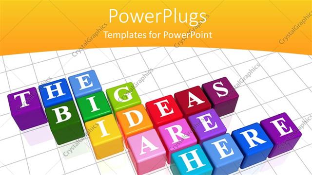  Presentation with ideas - Three dimensional colored boxes with text placed on white tiled floor