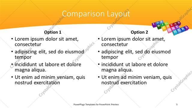 Comparison presentation slide layout