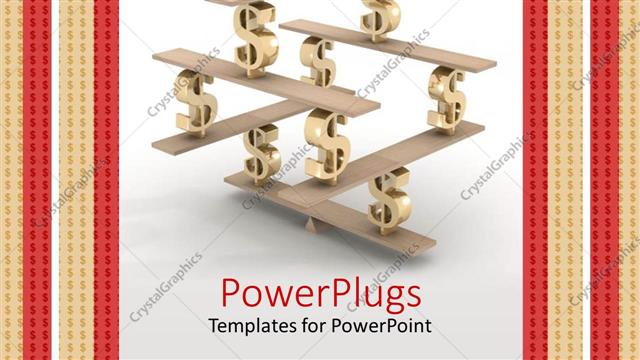  Presentation with financial - Three dimensional dollar symbols in stable equilibrium showing financial stability