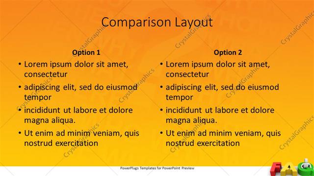 Comparison presentation slide layout