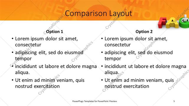 Comparison presentation slide layout