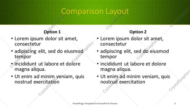 Comparison presentation slide layout