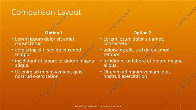 Comparison presentation slide layout