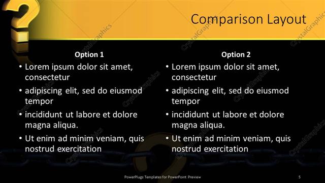 Comparison presentation slide layout