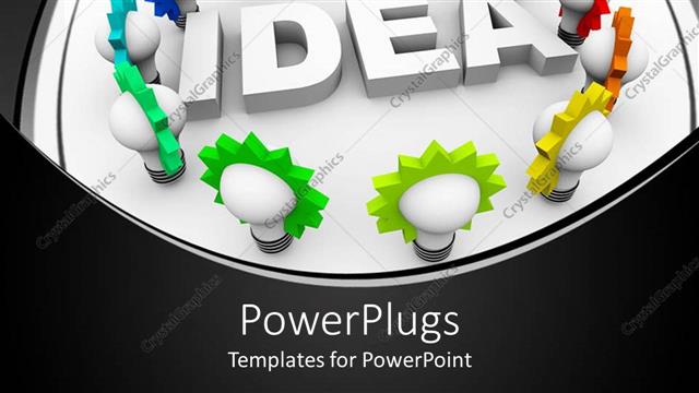  Presentation with light bulbs - Three dimensional?idea surrounded by light bulbs with colorful gears