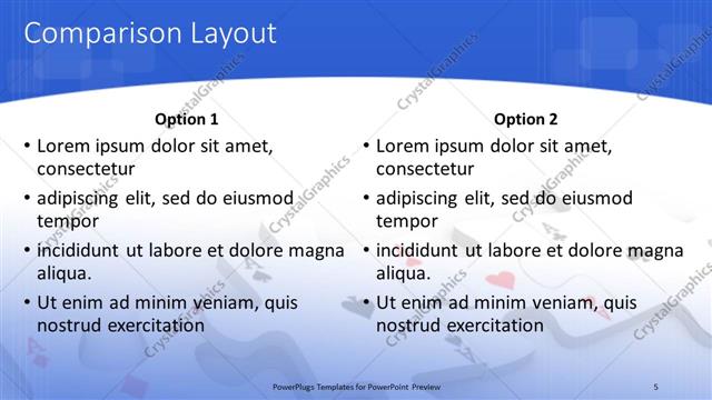 Comparison presentation slide layout