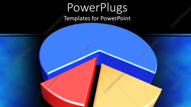  Presentation with blue yellow - Three dimensional pie graph in blue, red, and yellow