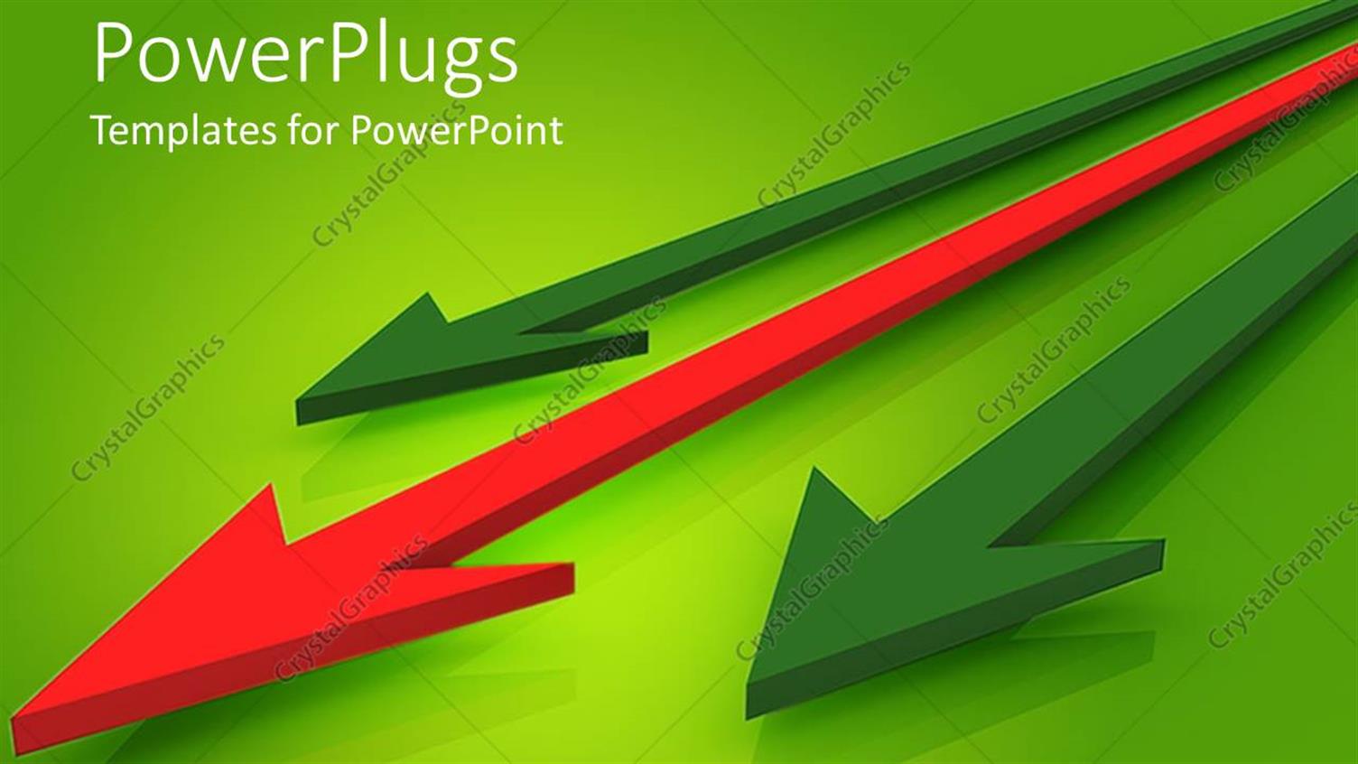 Featuring Three Dimensional Red Arrow Leading Two Green Arrows